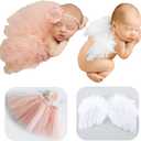 Newborn Girls Photo Prop Outfits Newborn Photography Props-Pink Tutu Skirt & Baby Girl Angel Wings Set- NewbornPhotoProps Girl NewbornGirl Outfits for Photography