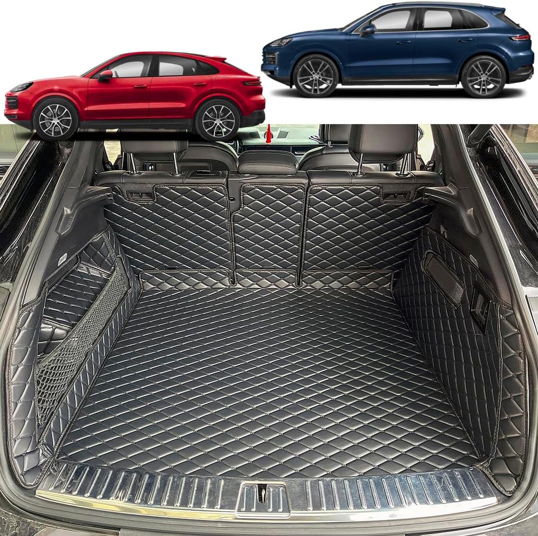 Cargo Mat Compatible with 2019-2025 Porsche Cayenne Coupe Trunk Mat (and Rear Left and Right Side Panels) Cargo Liners for Porsche Cayenne (NO E-HybridPlug-in Hybrid)