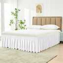 Biscaynebay Wrap Around Bed Skirts for Queen Beds 14" Drop, White Adjustable Elastic Dust Ruffles Easy Fit Wrinkle Resistant Silky Luxurious Fabric Machine Washable