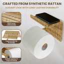 Synthetic Rattan Toilet Paper Holder with Shelf  Fits Mega Rolls, Boho Bathroom Decor Roll Holder for RV, Washroom, Kitchen  Water-Resistant Woven Tissue Dispenser (Natural, Screw Mount)