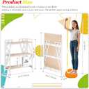 UDD No Assembly Wide Folding Bookshelf, 34" H x 30.9" W, 3 Tier Foldable Book Shelf Industrial Bookcase, Vintage Collapsible Storage Shelves for Home Office Living Room Bedroom, Light Oak White