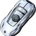 IUIU Metal Silver Key Fob Cover, Key Case Protector Compatible with BMW 1 3 5 7 Series, X1 X2 X3 X4 X5 X6 (B Style)