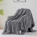 Uttermara Sherpa Fleece Weighted Blanket Queen Size(15lbs, 60" x 80", Grey), 3D Jacquard Checkered Warm Sherpa Heavy Blanket for Adults, Soft Fuzzy Weighted Blankets for Couch Bed Sofa