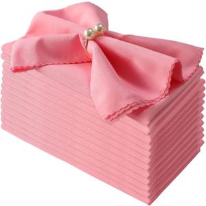 Polyester Napkins Set of 12, Pink Washable Reusable Napkins, Perfect for Valentine's Day Wedding, Thanksgiving or Any Holiday