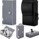 Extra Large Acrylic Box Winners Bank Portable Cash Box with 2 Keys Pocket Sized Large Capacity Waist Bag Casino Lock Bag Gifts Storage Stops Addictive(Gray)