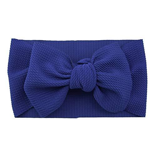 Koolgil Baby Girl's 8'' Soft Big Bow knot Nylon Headband Toddler Hairband for Photography Travel Party Festivals (Royal Blue), Set of 2