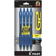 PILOT G2 Premium Refillable and Retractable Rolling Ball Gel Pens, Fine Point, Blue Ink, (Pack of 6, 30 Count Total)