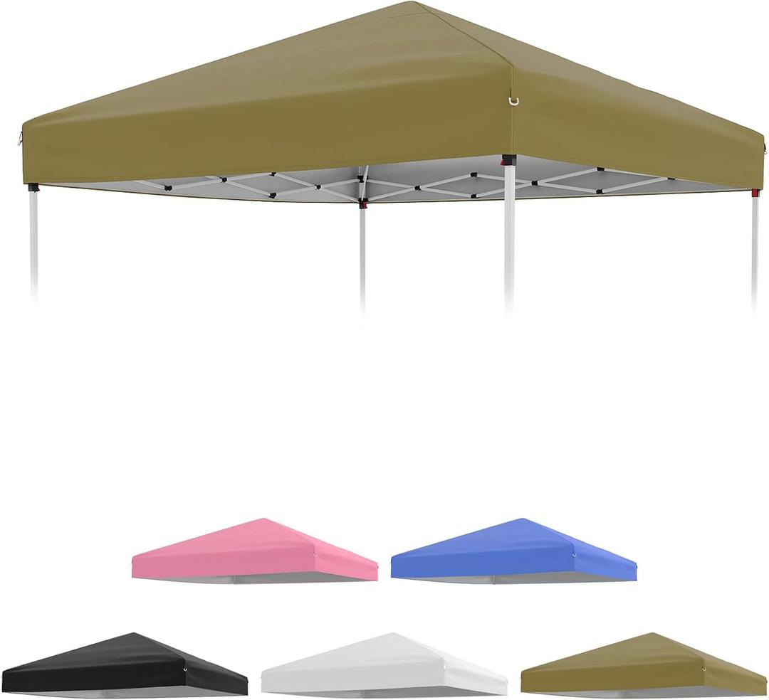 Garvee 10x10ft Canopy Replacement Top with Silver Coated, Waterproof & UV Protection Pop Up Canopy Tent Replacement Top Cover Waterproof for Outdoor Garden Patio Sun Shade(Top Only), Khaki