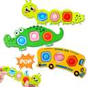 Valentine Day Gift 3PC Fidget Popper Sensory Toys for Toddlers Girls, Boys Gifts Goodie Bags Airplane Travel Activities Pop it Fidget Toys Easter Basket Stuffer for 12+ Month Babies 1 2 3 Year Old