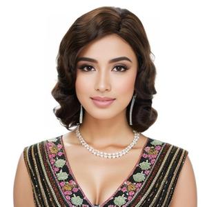 1920s wigs for women Long Flapper Vintage Wig Synthetic Heat Resistant Hair Full Wigs for Halloween Cosplay Costume Party Finger Wave Wigs(Brown)