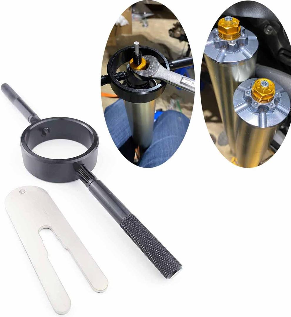 Universal Motorcycle Fork Spring Compressor Tool Kit  Works with Most Inverted (USD) Streetbike Forks, CNC Machined from Aircraft-Grade 6061 Aluminum