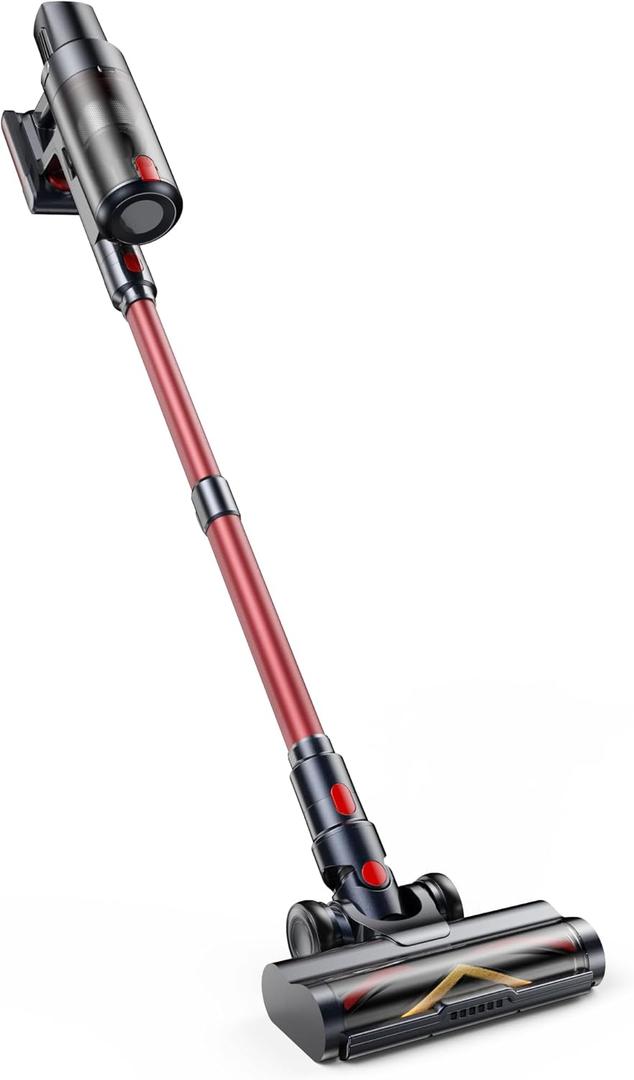 Cordless Vacuum Cleaner, 75Mins/55KPa/650W Self-Standing Vacuum Cleaners for Home, with Anti-Static&Anti-Tangle Brush, LED Touch Screen, Stick Vacuum for Carpets, Pet Hair, Hardwood Floors