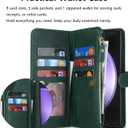 iCoverCase for Samsung Galaxy S23 FE Wallet Case with Card Holder, Kickstand Feature PU Leather Case with Adjustable Crossbody Lanyard Magnetic Clasp Zipper Pocket Flip Cover (Green)