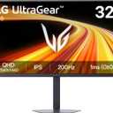 LG 32G620B-B 32-inch Ultragear QHD (2560 x 1440) IPS Gaming Monitor, 200Hz, 1ms, NVIDIA G-Sync Compatible, AMD FreeSync Premium, HDR10, HDMI, DisplayPort, Tilt/Height/Swivel/Pivot Stand, Black