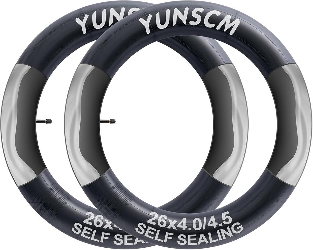 2-PCS 26" Self Sealing E-Bike Tubes 26 x 4.0 26x4.50 AV32mm Schrader Valve Super Automatic Repair, Self-Sealing, Puncture Resistant Compatible with 26x4.0/4.5 Fat Bike Bicycle Tire Tubes