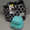 Fit & Fresh Lunch Bag For Women, Insulated Womens Lunch Bag For Work, Leakproof & Stain-Resistant Large Lunch Box For Women With Containers And Matching Tumbler, Snap Closure Westport Bag Black/White