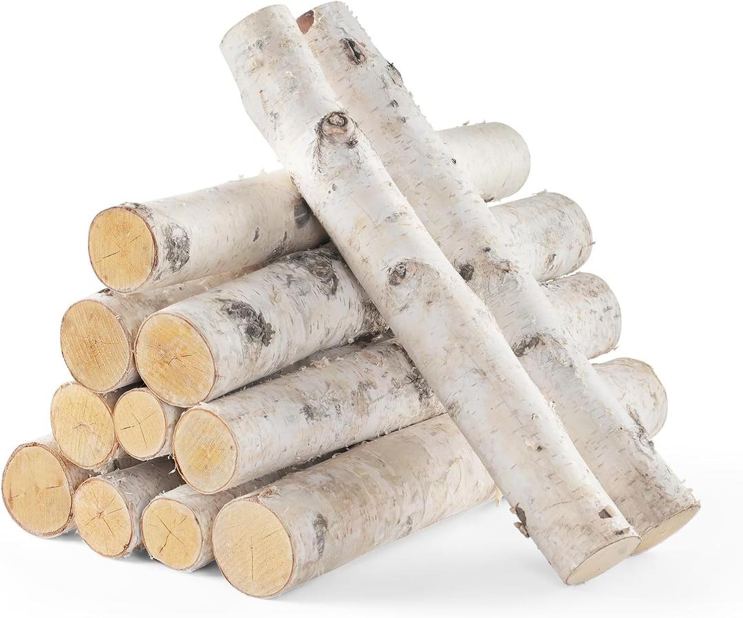 12 Pack Birch Logs for Fireplace Decor - Natural Decorative Birch Wood Branches (1.6"-2.4" Dia. x 16.5" Long) for DIY Crafts, Home Decor, and Fire Pit