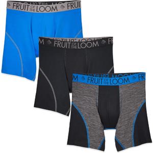 Fruit of the Loom mens Men's Breathable Boxer Briefs, Moisture Wicking Underwear, Assorted Color Multipacks (Medium, Performance Stretch - Blue)