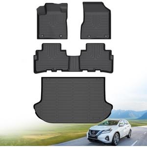 Hutisya-Floor Mats & Cargo Liner Set Fit for 2017.5-2024 Nissan Murano All Weather Protection Anti-Slip & Durable TPE Full Set Liners Automotive Accessories-Black