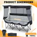 Teenyyou 3 Person Camping Chair with Canopy Shade 700lbs Heavy Duty Oversized Beach Camping Chair with Thick Cushion Cup Holder and Carry Bag, Foldable Portable Sofa for Lawn Beach Outdoor(Black)