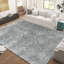 jinchan Moroccan 8x10 Area Rugs for Living Room - Machine Washable Soft Modern Geometric Stain Resistant Ultra-Thin Low-Pile Large Rug Carpet for Bedroom Kitchen Dining Room(8x10ft, Dark Grey)