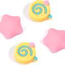 DLseego Thumb Grips Caps Design for Switch/Switch OLED/Switch Lite Console, Soft Silicone Joycon Analog Controller Protective Anti-Slip Covers 4PCS Button Joy Con Joystick Caps Lollipop - Yellow Pink
