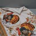 Fall Thanksgiving Double Border Decoration Tablecloth, Turkey & Pumpkin Harvest Tablecloths, Waterproof Table Cover for Dinner Kitchen Party Holiday Decorations, 60"x 120" Oblong/Rectangle