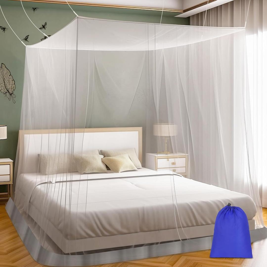 Mosquito Net for Bed, Large White Bed Canopy for Girls, Hanging Bed Net, Ideal for Bedroom Decorative, Travel with Storage Bag (Camping Mosquito Net) SL0028