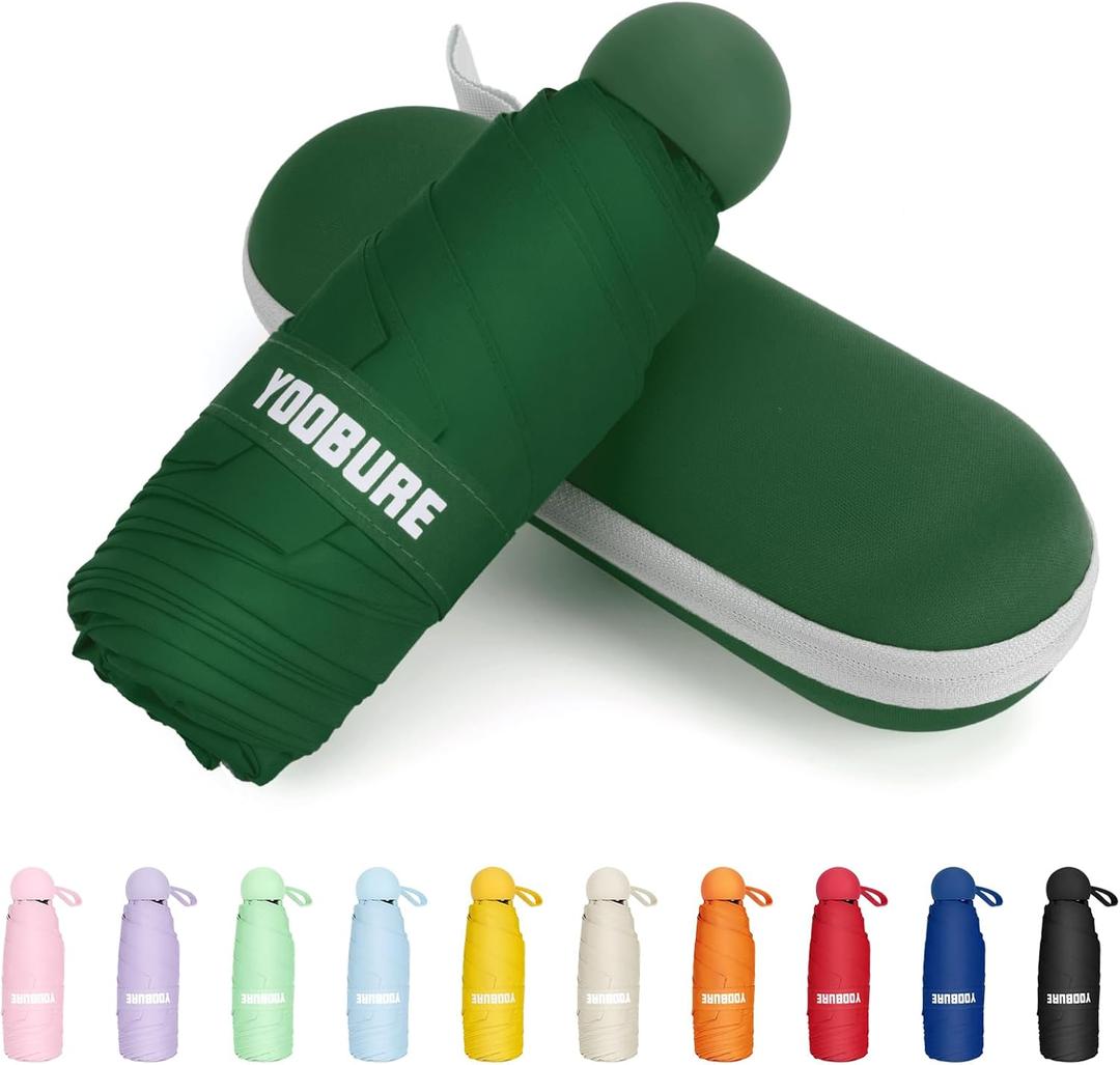 Yoobure Travel Umbrella Portable Compact Umbrellas, Pocket Mini for Purse, Umbrellas for UV Sun & Rain Small for Backpack, Umbrella with Case Folding for Kids Women