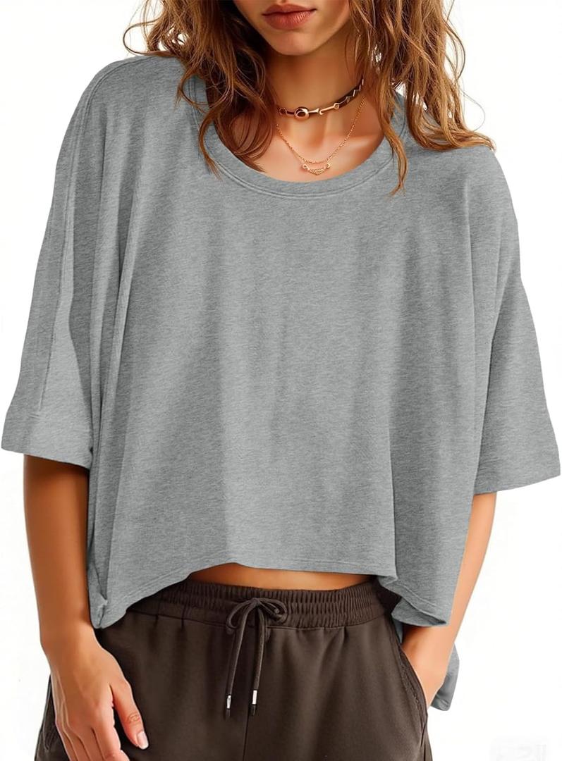 Tankaneo Womens Oversized T-Shirts Cropped Summer Casual Short Sleeve Loose Fit Tee Tops (X-Large) Tankaneo Womens Oversized T-Shirts Cropped Summer Casual Short Sleeve Loose Fit Tee Tops (X-Large)