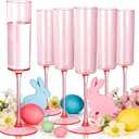 Ciaell 24 Pack Pink Plastic Champagne Flutes - Pink 6 Oz Disposable Champagne Glasses - Square Plastic Toasting Glasses for Party Birthday Anniversary Wedding & Easter