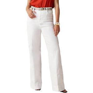 Women's Straight Leg Jeans Tummy Control Trendy High Waisted Stretchy Casual Denim Pants Baggy Trousers (Medium, White)