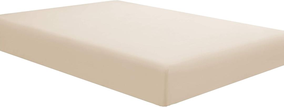 Sfoothome Fitted Sheet Twin Size with Deep Pockets - Soft and Comfortable Microfiber - Fade Wrinkle Resistant, Beige Mattress Sheets