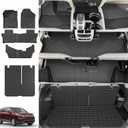 Xipoo 8 Seats Floor Mat Compatible with 2016-2022 Honda Pilot Cargo Mat TPE Trunk Cargo Liner Floor Liner Replacement for 2016-2022 Honda Pilot Accessories (Rear Cargo Mat with Backrest Mat+Floor Mat, Fit 2016-2022 Honda Pilot)