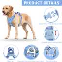 PoyPet No Pull Dog Harness, No Choke Reflective Dog Vest, Adjustable Pet Harnesses with Easy Control Padded Handle for Small Medium Large Dogs(Light Blue Matching Trim,S)