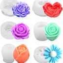 6Pcs Rose Flower Candle Resin Mold Silicone Flower Mold for Candle Making Large 3D Heart Rose Tulip Daisy Peony Valentine Mother Day Silicone Candle Mold for Soy Wax Beeswax Resin Craft