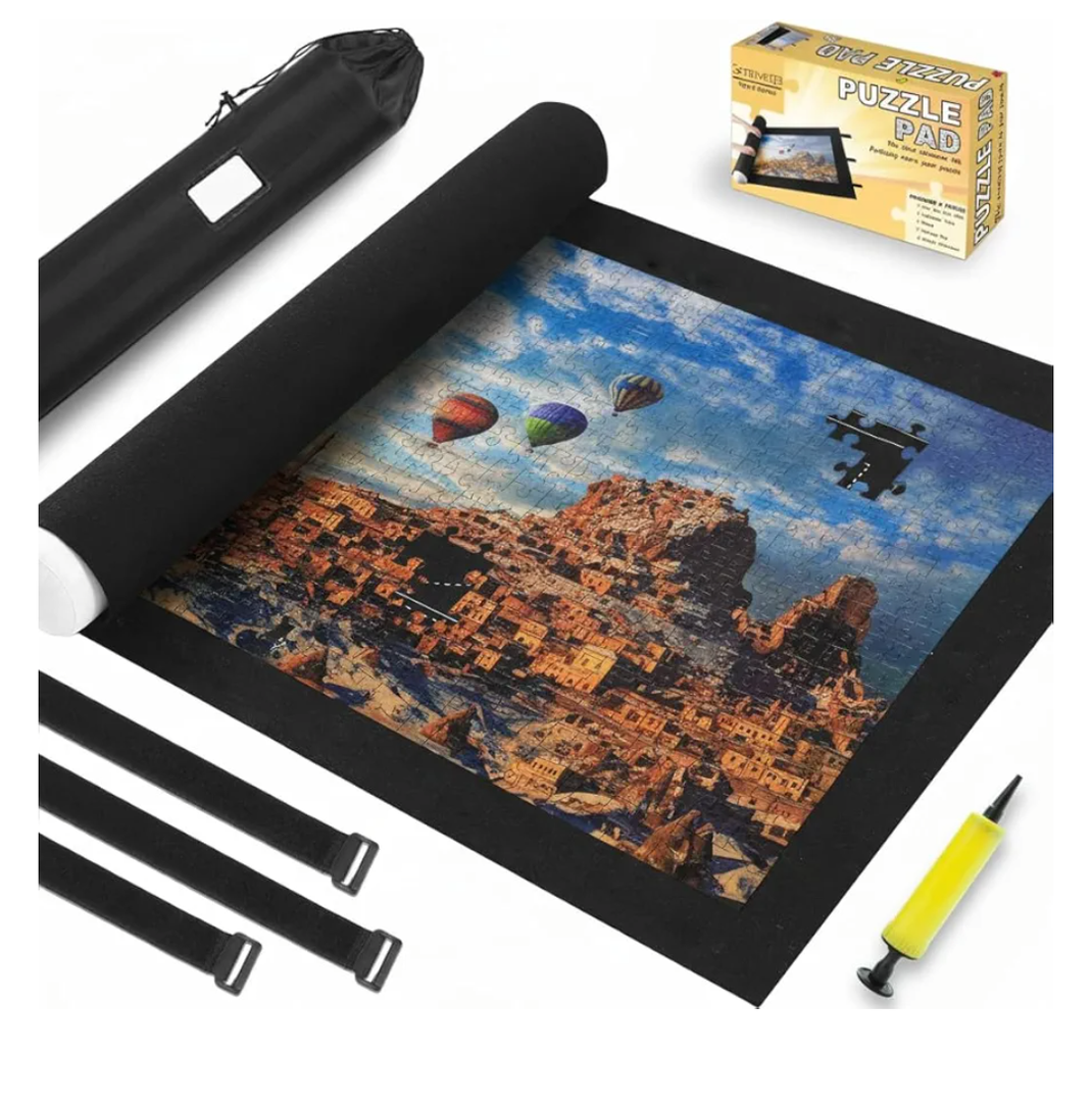 Jigsaw Puzzle Board Roll Up Mats Games Saver Portable Keeper Storage Magic Holder Matt Rollup 2000 1000 500 300 Pieces Accessories Christmas Ideas for Adults Toddler Teens Boys Girls New Home Gifts, Black