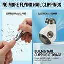 Electric Nail Clippers, Safe Automatic Nail Trimmer with LED Light & 3 Speeds, Quiet USB Rechargeable Electric Nail File with Built-in Nail Clipping Storage for Nail Art, Kids, Senior & Adult, Blue