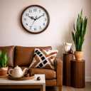 Bernhard Products Large Wall Clock 18 Inch Silent Non Ticking Movement Quartz Battery Operated Round Easy to Read Decorative Classic Brown Home/Kitchen/Office/Classroom/School Clocks, Black Numbers