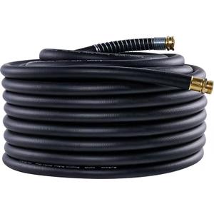 Guitrees Garden Hose 100FT x 3/4, Heavy Duty Rubber Hose, Water Hose with Five-Layered Braiding, Male Female Fittings, 1000PSI Burst, 300PSI Working (Black)