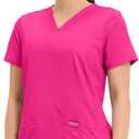 Cherokee Medical Women's Scrub Top V-Neck Modern Classic Fit with 3 Pockets, Ultra Soft and 2-Way Stretch Fabric - WW620, L (Pink)