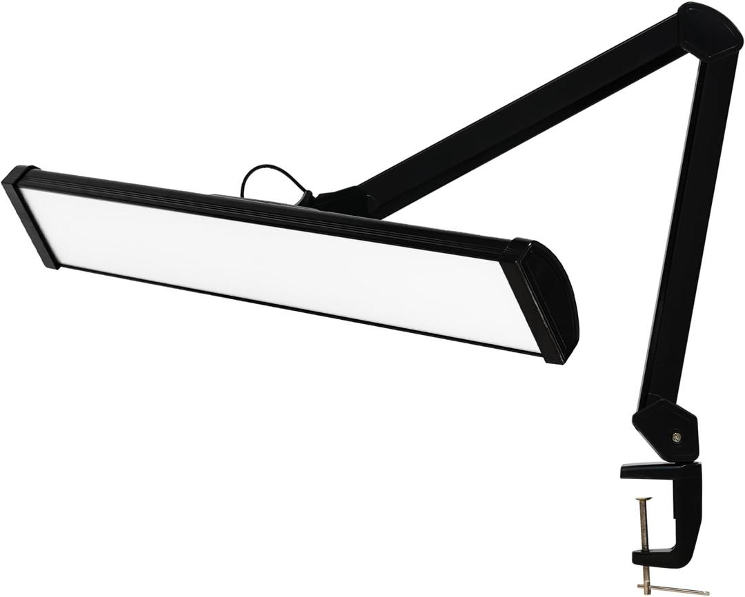 bemelux LED Architect Desk Lamp, 4500 Lumens, Dimmable, Metal Swing Arm, 5 Color Temperatures, 50W, Ideal for Task Work, Drafting, Reading, Clamp-on Office Table Lamp with 684 Bright LEDs (Black, CCT)