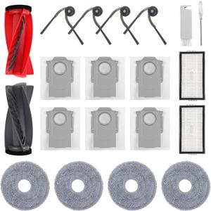 Accessories Kit for Roborock Saros 10R, Qrevo CurvX, Curv 2 Pro, QX Revo Ultra/Arc Robot Vacuum Replacement Parts, 1 Set Main Brush, 2 Filters, 4 Side Brushes, 4 Mop Cloth Pads, 6 Dust Bags