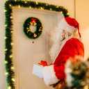 2 Pack Christmas Garland with Lights, Total 38 Feet 80 Led Battery Operated Pre-Lit Long Garland for Stairs Railing Fireplace Mantle Door Frame Decor Green Greenery Indoor Outdoor Office Decorations