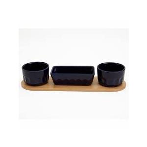 Mason Craft and More Stoneware Bamboo Cafe Condiment Set - Navy, 4 ct
