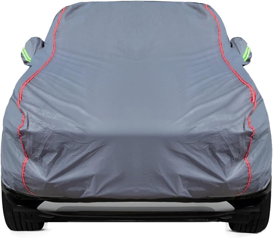 Breathable New Material, Waterproof Car Cover, Locks and Zipper Doors, Sunscreen Waterproof UV Prevention Snowproof Wind and Windproof,Suitable for Indoor Outdoor,for SUV (181" to 190") C11 (Gray)