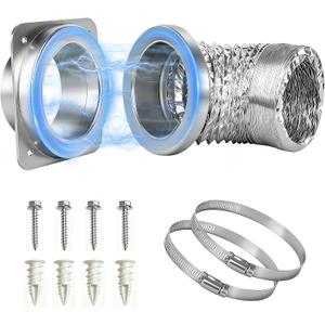 Upgraded Magnetic Dryer Vent Connector Kit, Quick Connect for 4" Dryers, Airtight Seal, Easy to Clean, Applicable to Most Dryers, Including a 2.6ft 4" Duct and two Clamps