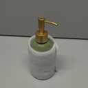 Natheeph 14OZ Ceramic Soap Dispenser Ceramic Soap Pump Dispenser Can Fill Liquid for Bathroom/Kitchen (Green)