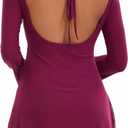 Topcloset Women's Fall Long Sleeve Mini Dress Boat Neck Going Out Cocktail Bell Sleeve Dresses Date Night Outfits (XS)