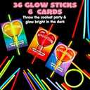 JOYIN 36 Packs Neon Valentines Day Gift Cards with Glow Stick Bracelets, Glow in the dark Necklaces for Valentine's Party Favor, Valentine Classroom Exchange Cards, Valentine School Prize